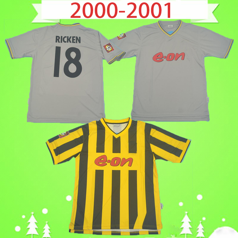 

2000 2001 retro soccer jersey home yellow away gray classic Vintage football shirt Möller HERRLICH BOBIC REINA RICKEN ADDO, Black;yellow
