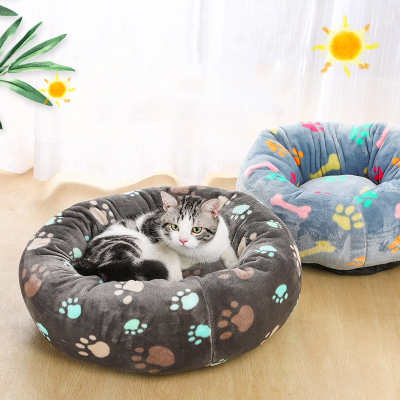 

Soft Round Dog Bed Washable Coral velvet Dog Kennel Cat House Velvet Mats Sofa For Small Pet Bed Cat Mat