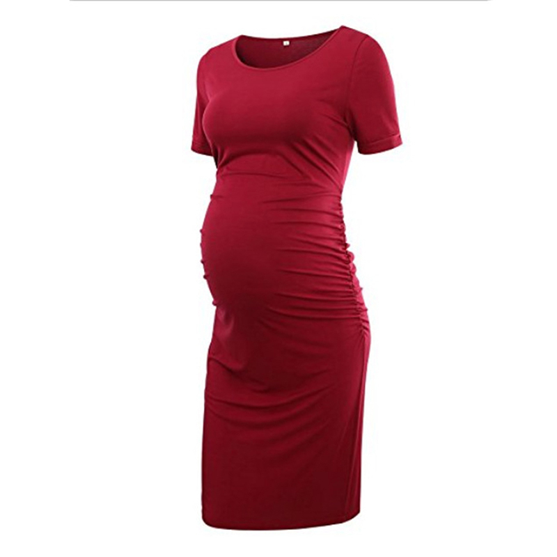 

Women's Short Sleeve Maternity Dresses Casual Pregnancy Clothes Bodycon Baby Shower Dress pregnant sheath dress solid color, Grey