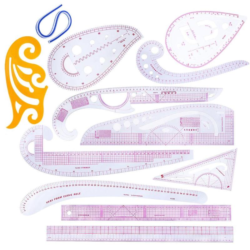 

Ruler Tailor Measuring Kit Clear Sewing Drawing Ruler Yardstick Sleeve Arm French Curve Set Cutting Paddle For Designers