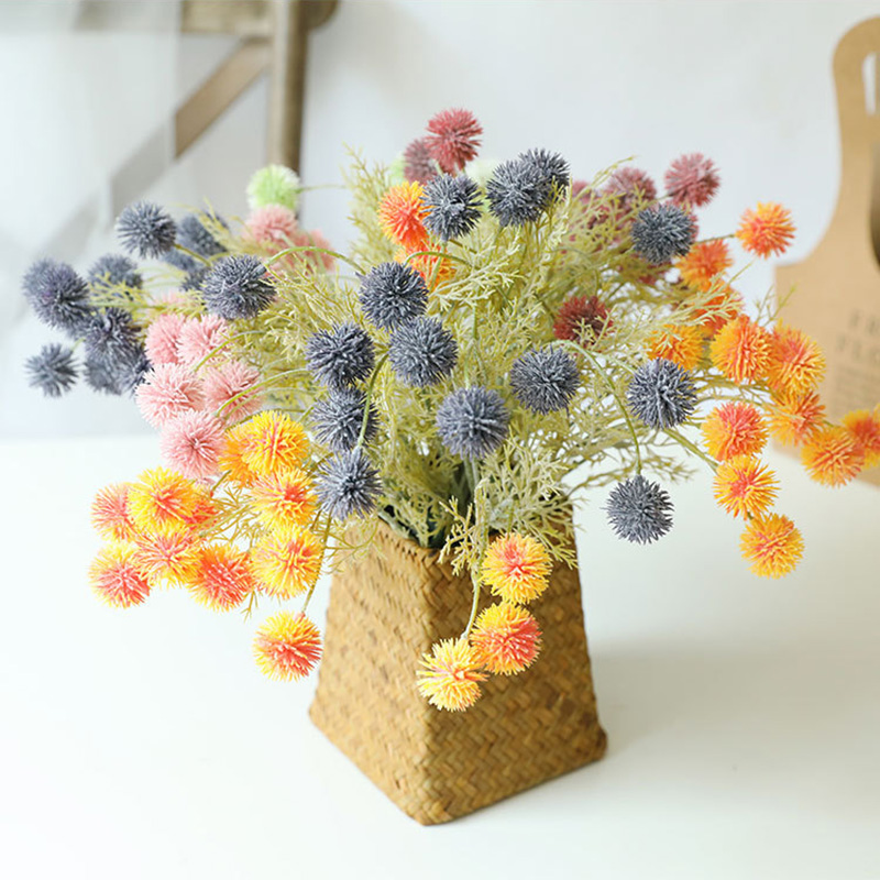

5pcs Dandelion Artificial plant bunch Plastic artificial flower home decoration faux plants Wreath wedding bouquet accessories, Orange