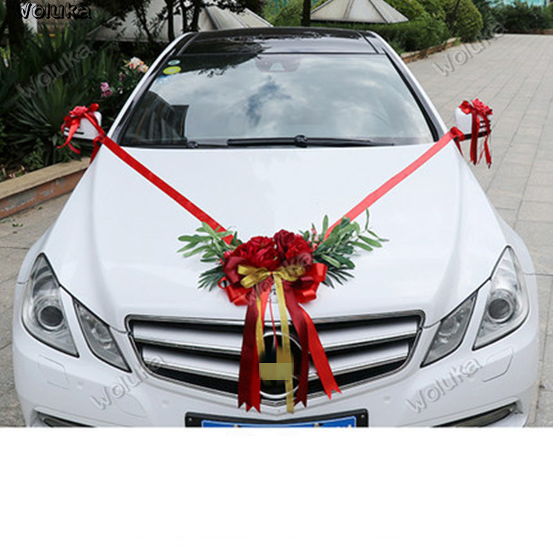 

Car meniscus wedding car decoration set heart-shaped garland simulation flower knot wedding layout door hanging CD50 Q03