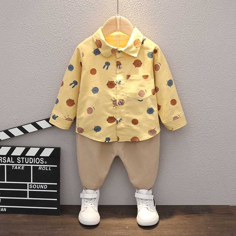 

Children Spring Autumn Cotton Clothes Baby Boys Jacket Pants 2Pcs/sets Infant Out Kid Fashion Toddler Casual Clothing Tracksuits, Yellow