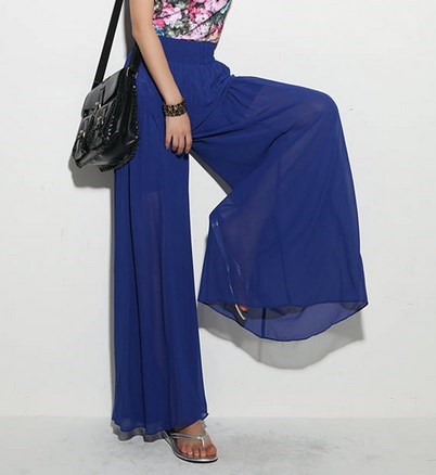 

Women Wide Leg Long Pants Black White Pink Chiffon Skirt Pants Fashion Skorts Culottes Loose High Waist Trousers