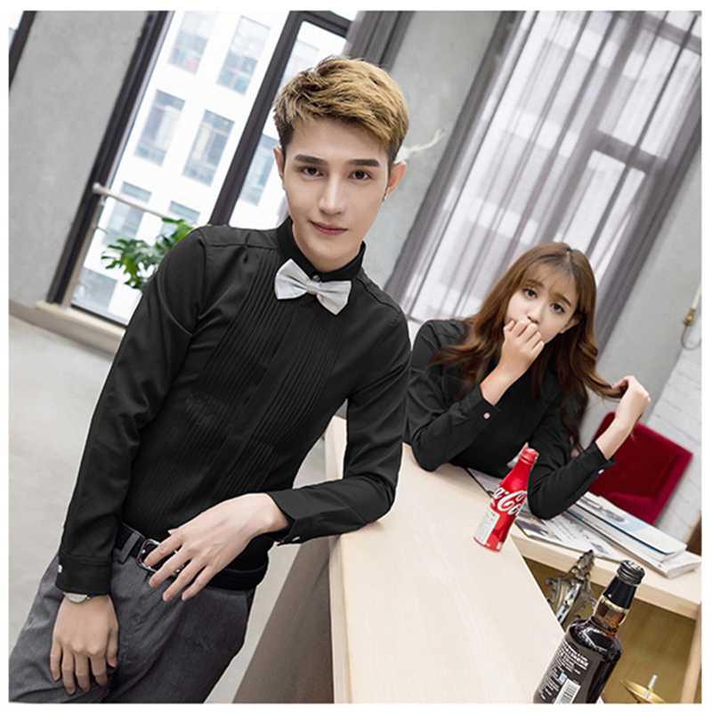 

Autumn 2020 classic Korean trim shirt for lovers Long Sleeve Slim Fit Men' Casual Solid Color Shirts 3 color Size -5XL, Black