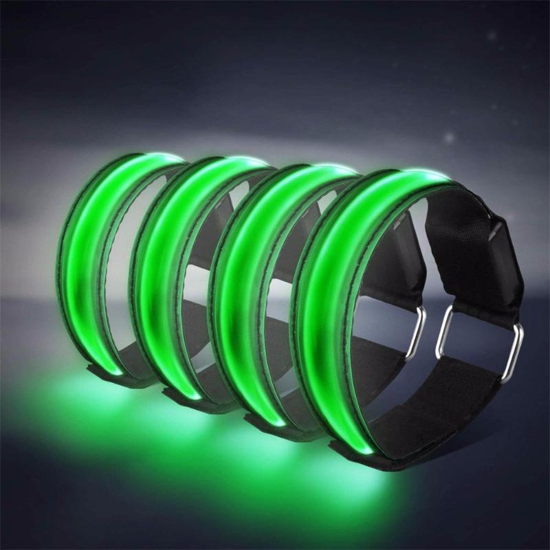 

4-Pack Outdoor Sport LED Slap Armband Lights Glow Band Strap Wrist Support Brace Wraps Guard For Running Cycling Jogging#g4, Yellow