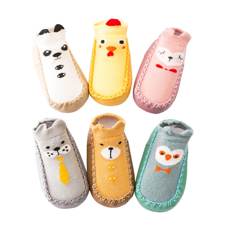 

Newborn Baby Boy Girl Infant Cotton Shoes Socks Cute Cartoon no-Slip Floor Shoes Socks Warmer Indoor Walk Learning -18M