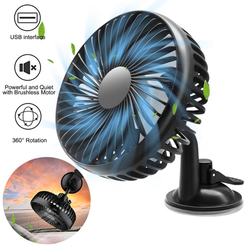 

3 Style USB Car Fan Suction Cup Car Seat Back Single Head Fan 12V24V Universal Large Wind Three Speed Control USB