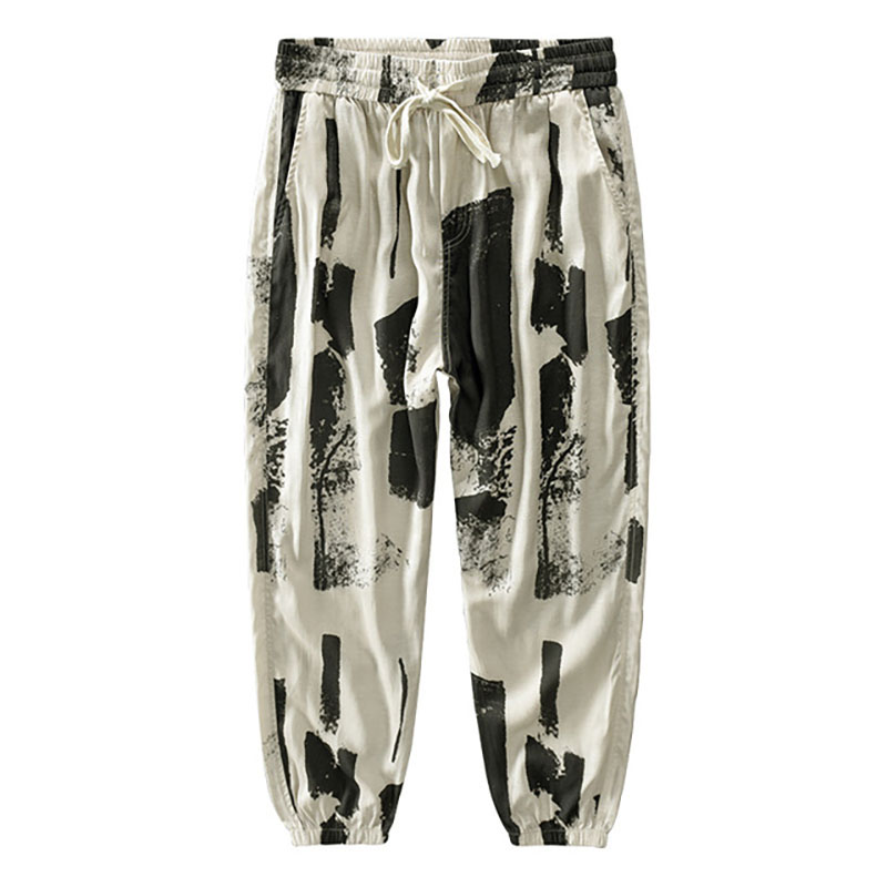 

Summer Autumn Men Cotton Linen Camouflage Long Pants Middle Waist Regular Straight Trousers Male Casual Fashion Streetwear -3XL, Khaki