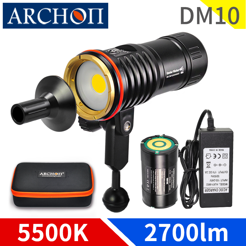 

DM10 5500K 2700lumen diving photoraphy light HD video diving fill lamp Underwater 100m dive spot light lighting torch