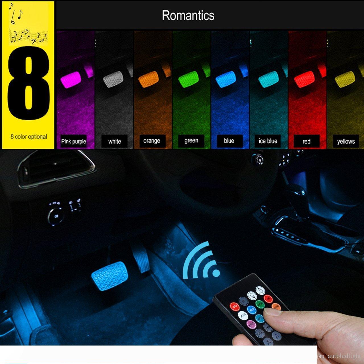 

4pcs 5050 9 LED Car Interior Underdash Lighting Kit smart Sound Activated Control Atmosphere Lamp Strip Glow Neon Wireless control Lights