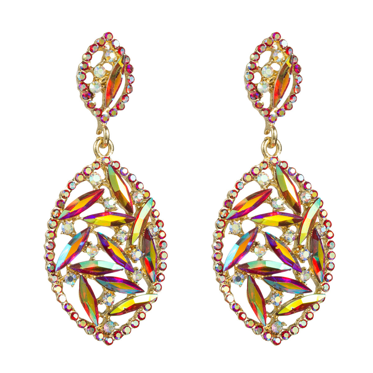 

Exaggerated creative multi-layer alloy Diamond geometric earrings women's fashion Super Flash full diamond earrings