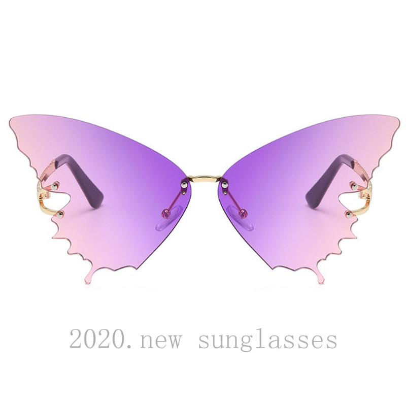 

Butterfly Rimless Sunglasses Women Ocean Lens Sun Glasses Oversize Fashion Metal Shades Sunglasses UV400 Glasses FML
