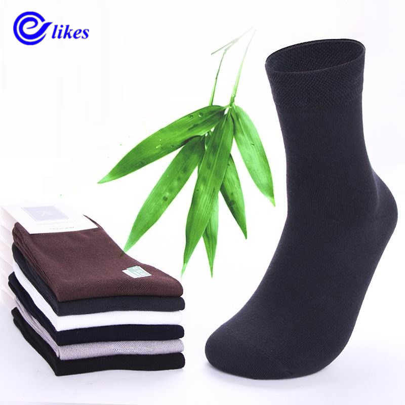 

1pair Men's bamboo fiber cotton Socks for spring autumn male casual business in tube Socks man male high quality health sox, 2 grey