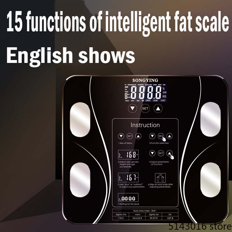 

Hot 15 Body Index Electronic Smart Weighing Scales Bathroom Body Fat Bmi Scale Digital Human Weight Mi Scales Floor Lcd Display