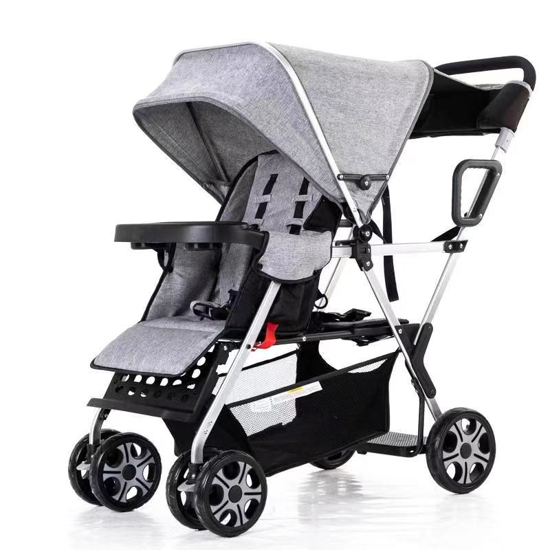 

Urban Twin Carriage Stroller, Double Pushchair for Toddler Girls and Boys, Can Sit Can Lie Stable Stroller Frame with Bag