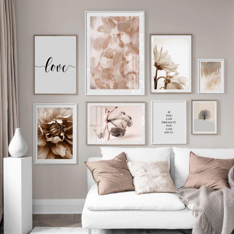 

Modern Pink Flower Petal Dancing Girl Wall Art Canvas Painting Pictures Poster Print Interior Gallery for Living Room Home Decor