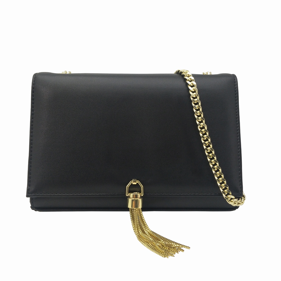 

Hot sell Women Shoulder Kate Bags Purse Gold Chain Crossbody Bags High Quality Leather Clutch Bags Tassel Totes Messenger bag backpacks, Black