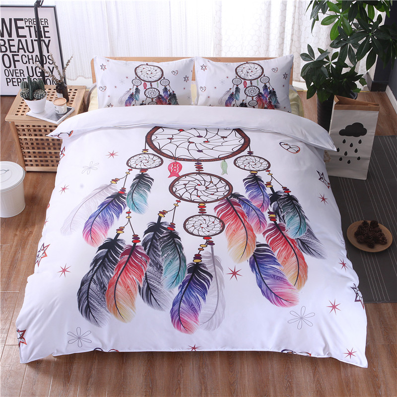

LISM Digital Printing Bedding Set King Size Quilt Cover Feather Print For Girls Used Single Bed Linen Duvet Cover Queen