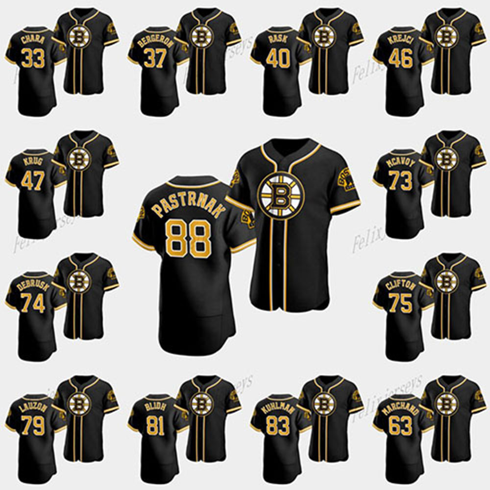 

David Pastrnak Boston Bruins 2020 Hockey X Baseball Crossover Jersey Torey Krug Charlie Coyle John Moore Tuukka Rask Kevan Miller, Black;red