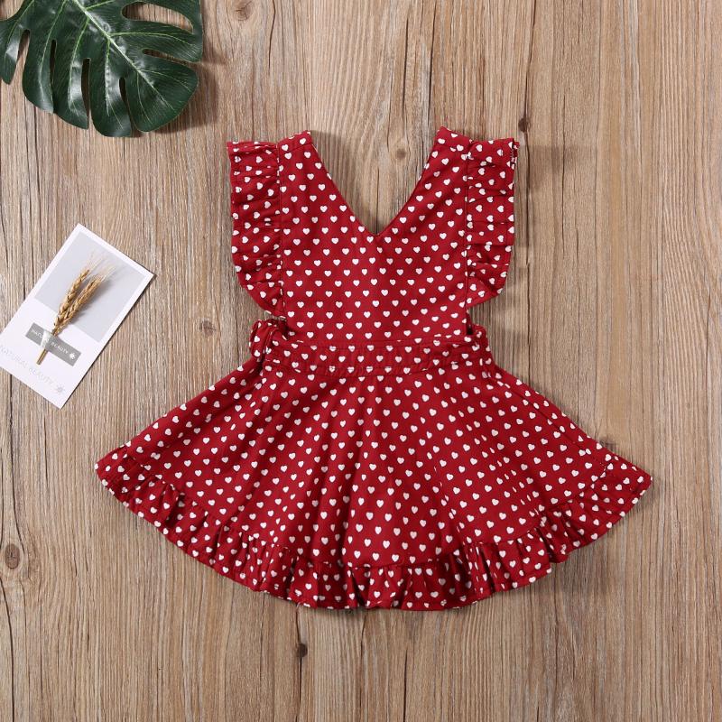 

2020 Summer Toddler Girls Cute Dress Kids Polka Dot Print V-Neck Sleeve Dress One-Piece Wine Red/Pink/Yellow