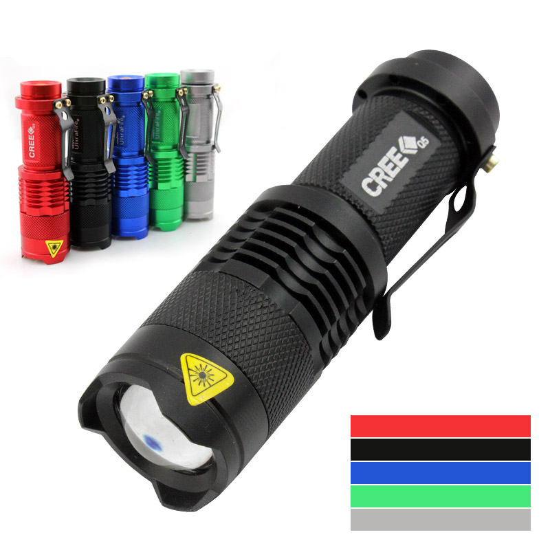 

Powerful SK68 LED Q5 Water-resistant Convex Lens Mini Torchlight Zooming Light Lamp 3 Modes Torch