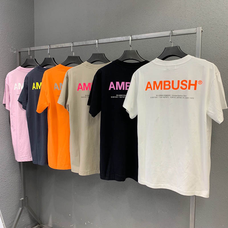 

Hip Hop Ambush T Shirt Men Women 1:1 High Quality Casual Cotton Orange Reflective High Street Ambush T-shirt Top Tees Y200611