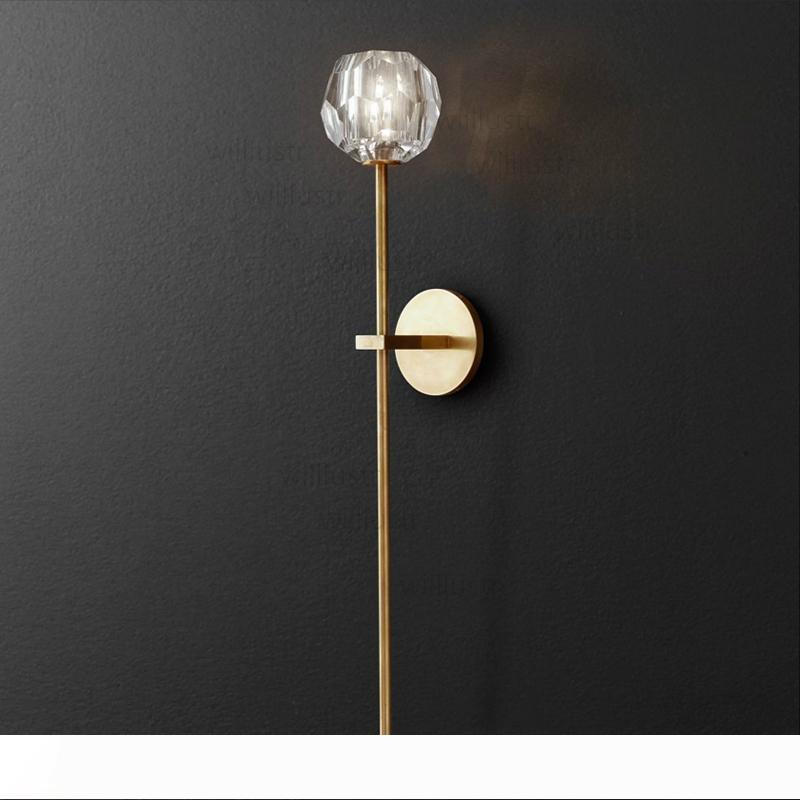 Willlustr K9 BOULE DE CRISTAL LONG SCONCE applique murale moderne métal loft lumière K9 lampe CRYSTAL restaurant éclairage Amérique hôtel