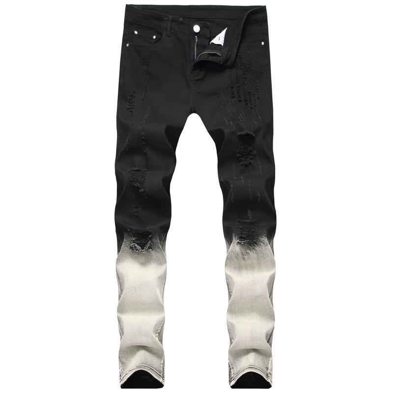 

Ripped Jeans Men High Quality New Fashion Denim Jeans Hip Hop Design Black Grey Skinny Biker for Male Streetwear Plus Size