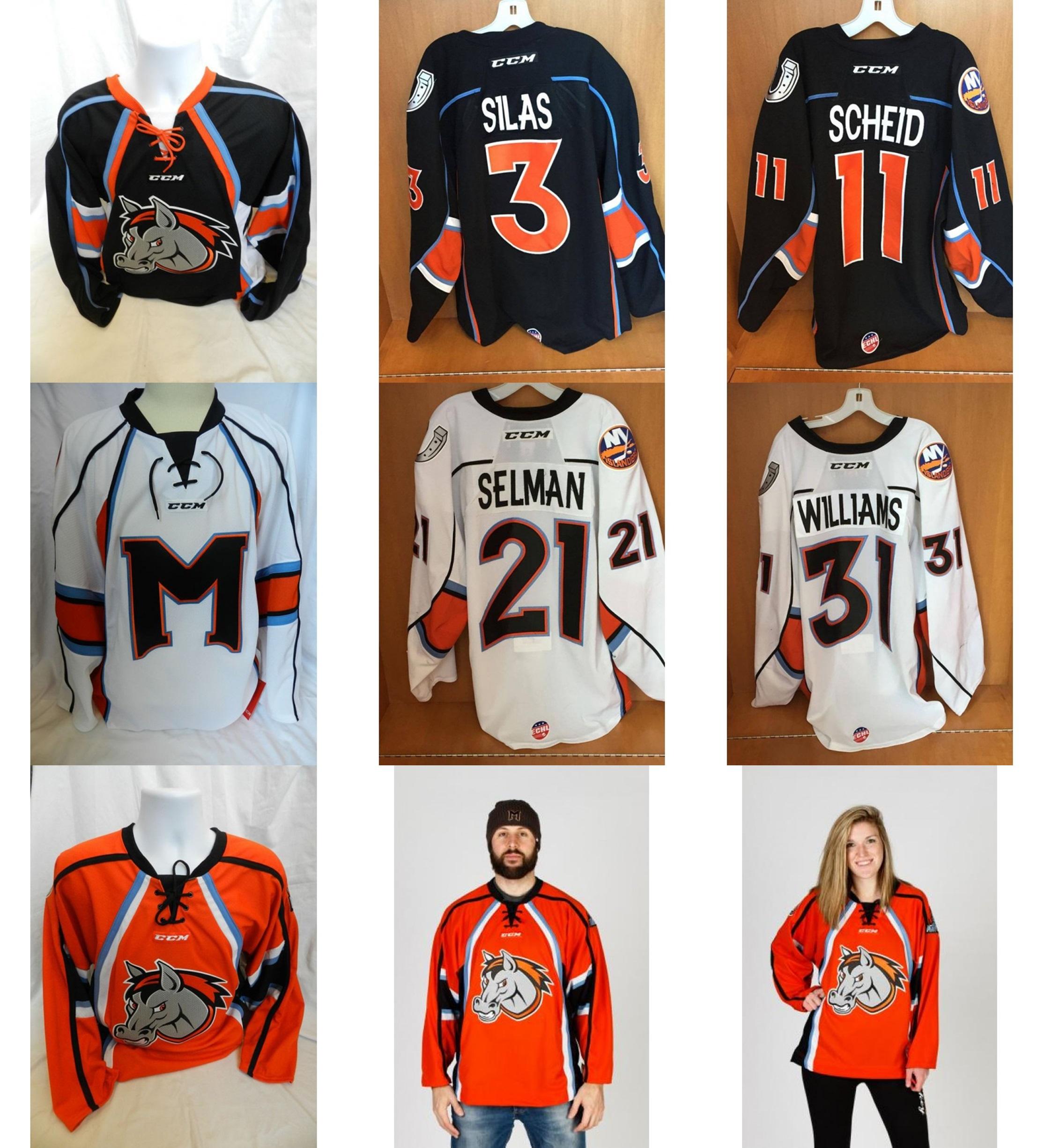 

Mens Womens Kids Customize ECHL Missouri Mavericks 11 Scheid 3 Silas 21 Selman 31 Williams Stitched Cheap Hockey Jerseys Goalit Cut, Black;red