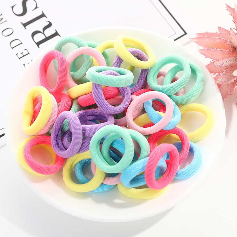 

50pc/lot Kids Candy Color Hair Rope Elastic Scrunchie Hair Bands Mini Rings Rubber Band for Girls Princess Accessories
