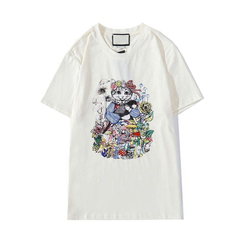 

20ss Mens Designer T Shirt Fashion New Cat Pattern Tops Summer Boys Sushi Mushroom T-shirt Girls Hiphop Streetwear Wholesale For Unisex, Black