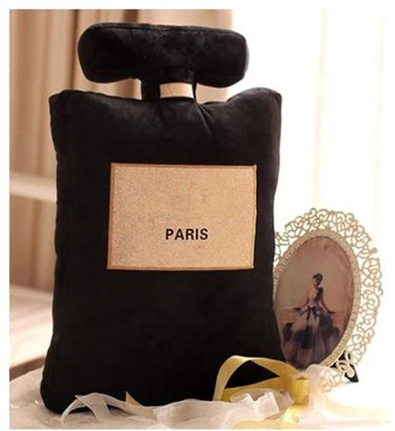 

Fashion modelling 50x30cm perfume bottle shape cushion black white pillow