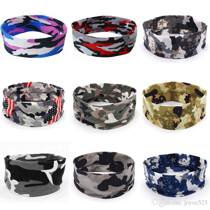 

Wholesale male sports yoga hair band Camouflage stretch headband Elastic Yoga Sweatband Men Women Outdoor Gym Running Tennis Basketball