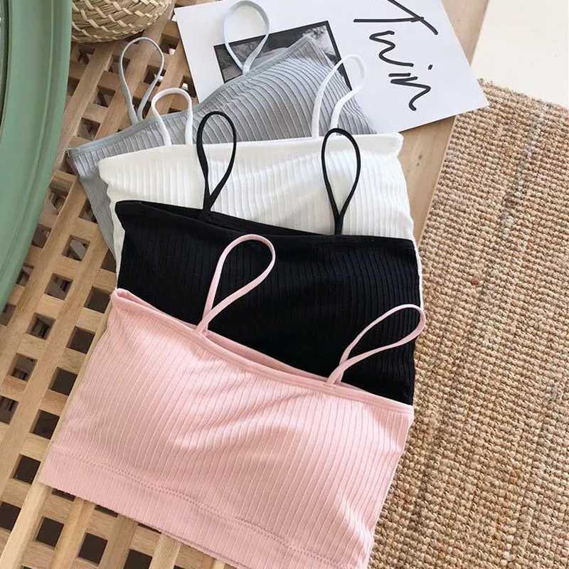 

Women Casual Comfortable Strap Running Tank Tops Casual Chest Wrap Bandeau Sexy Crop Tops Female Fashion Solid Color Tube Top, Black