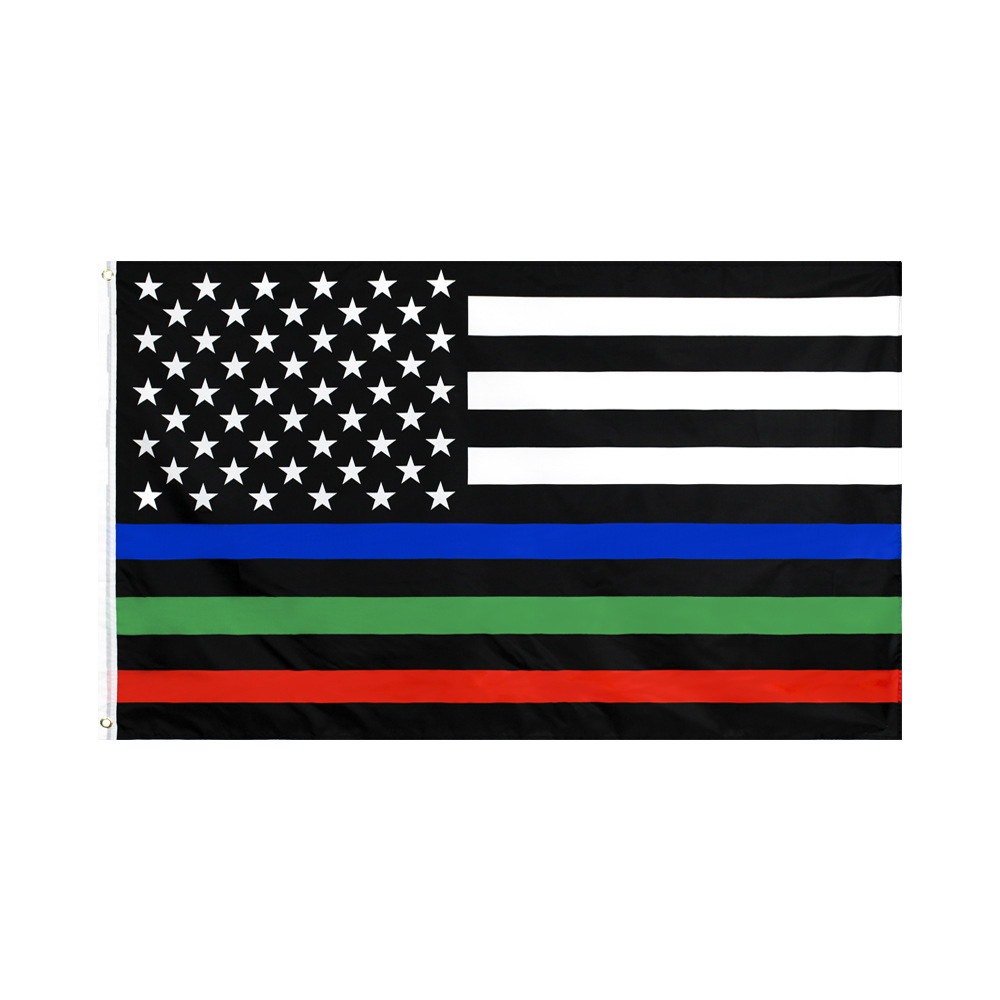 

3x5 Thin Line Blue Green Red Flag, 100% Bleed Polyester Fabric Hanging Flying ,Outdoor Indoor, Most Popular Flag