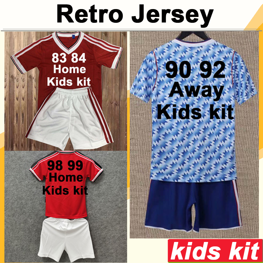 

90 98 CANTONA GIGGS KEANE Kids Kit Soccer Jerseys KANCHELSKIS HUGHES INCE Home Red Away Football Shirt Child Short Sleeve Uniforms, Fgtz2185 1983 1984 home