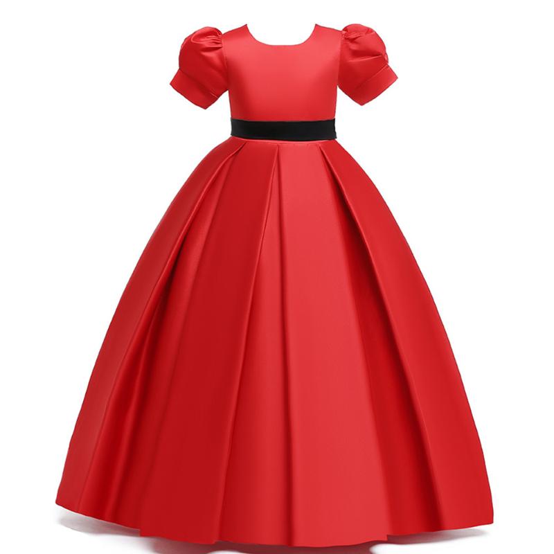 

Flower Girls Dress Halter Sleeveless Bridal Wedding Prom Party Formal Occasion Teenage Floor Length Dress, Lp-238-red