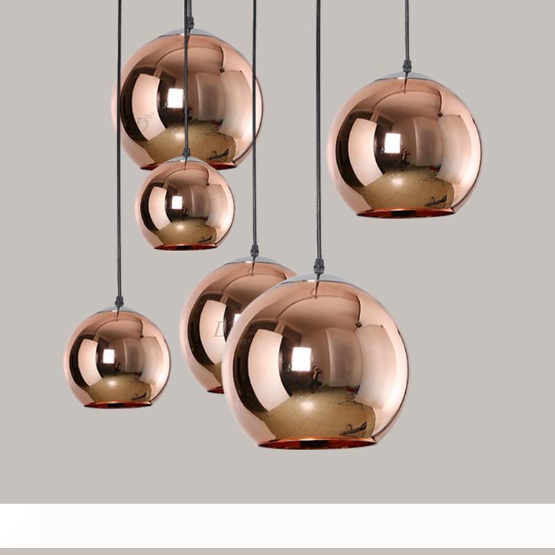 

Full set LED Pendant Lamp Copper Sliver Shade Mirror Chandelier Light E27 Bulb Modern Christmas Chandeliers Glass Ball droplight Lighting