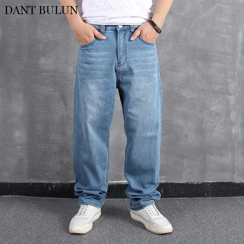 

Mens Big And Tall Classical Loose Straight Jeans Wide Leg Jeans For Male Casual Cotton Denim Soft Trousers Plus Size Hip Hop, 022-light blue