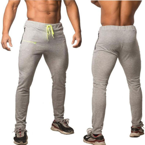 

Male Sports Pants Elastic Tight Quick Drying Fitness Workout Long Pants Soft Thin Gym Exercise Hip Hop Trouser, Khaki
