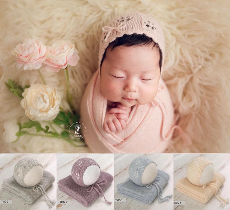 

160*33cm Baby Photography Prop Stretch Newborn Wrap Hat Knitting Baby Swaddle Wrap for Studio Shooting Accessories, Tmg-7