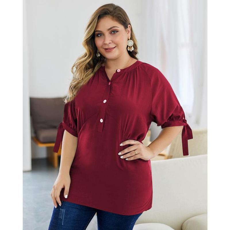 

DOIB Plus Size Solid Blouse Shirt Large Size Cotton Blouse 2020 Summer Office Lady Elegent Shirt  2XL 3XL 4XL, Black