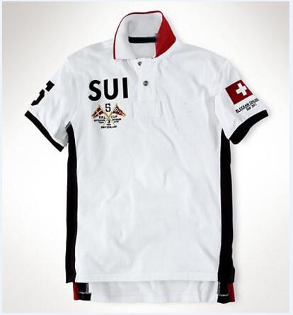 

Men Polo Clothing American Fashion Casual T-Shirts SUI Spain Australia GER USA Polo Shirts Casual Tee Tshirt Tops High Quality Slim Fit Tops, White;black