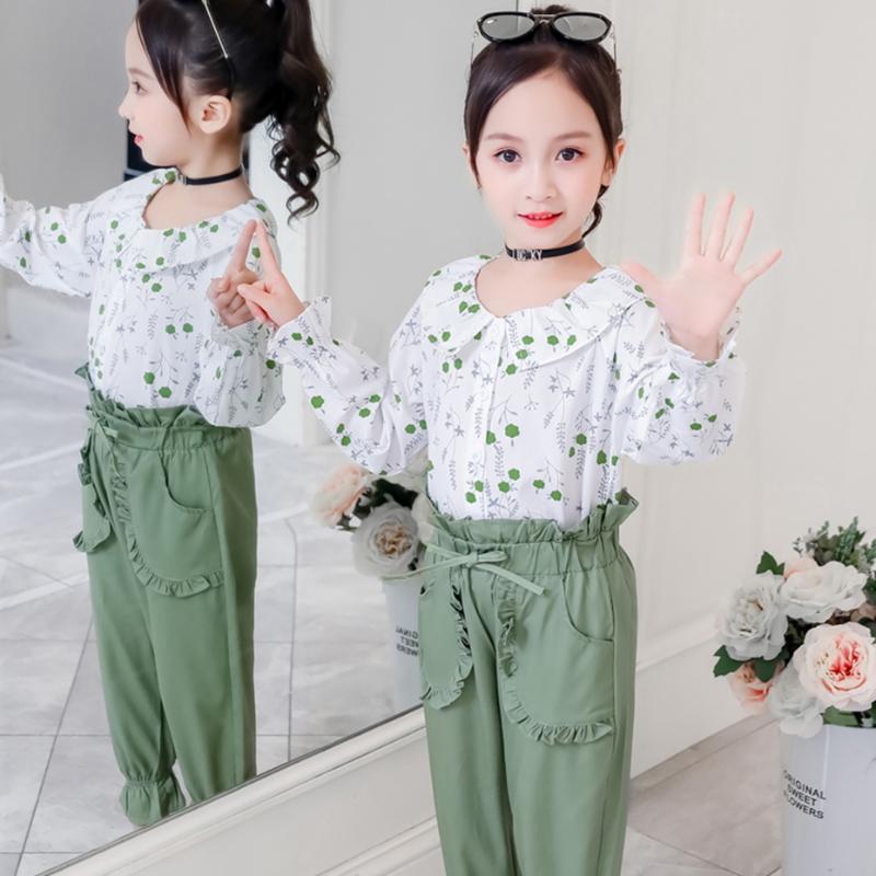 

Kids Clothes Floral Blouses & Pants Suit For Girls Turn Down Collar Girls Clothing Sets Autumn Casual Children's Suits For, As picture