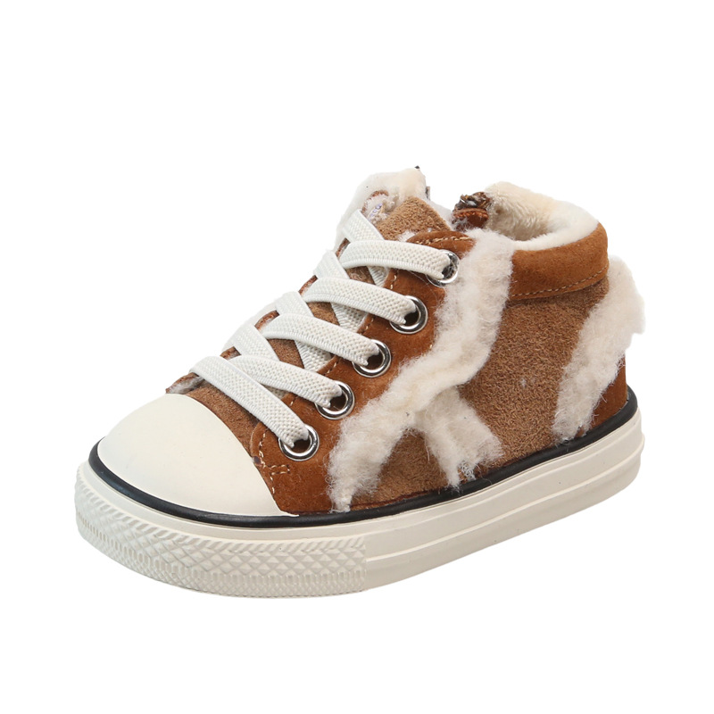 

Fashion Nubuck Leather Baby Shoes Girls Boys Casual Children Toddler First Walkers Tennis Sneakers Winter Warm Special Wool, Black