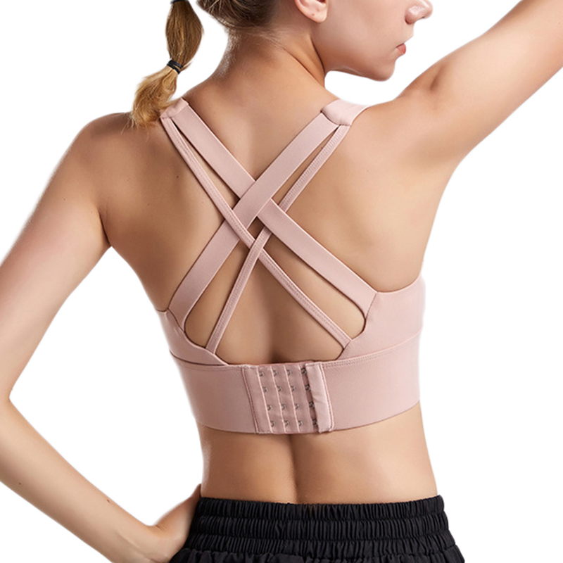 

OEM Custom logo Sports Bra Padded Yoga Bra Breathable Running Workout Racerback Sports Top, Black