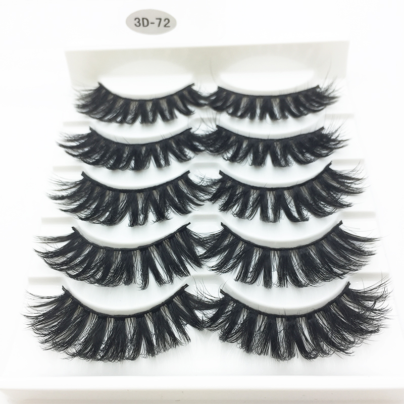 

LTWEGO 5 pairs faux 3d mink lashes fluffy wispy false eyelashes natural long eyelash extension makeup handmade fake lash 3D-72