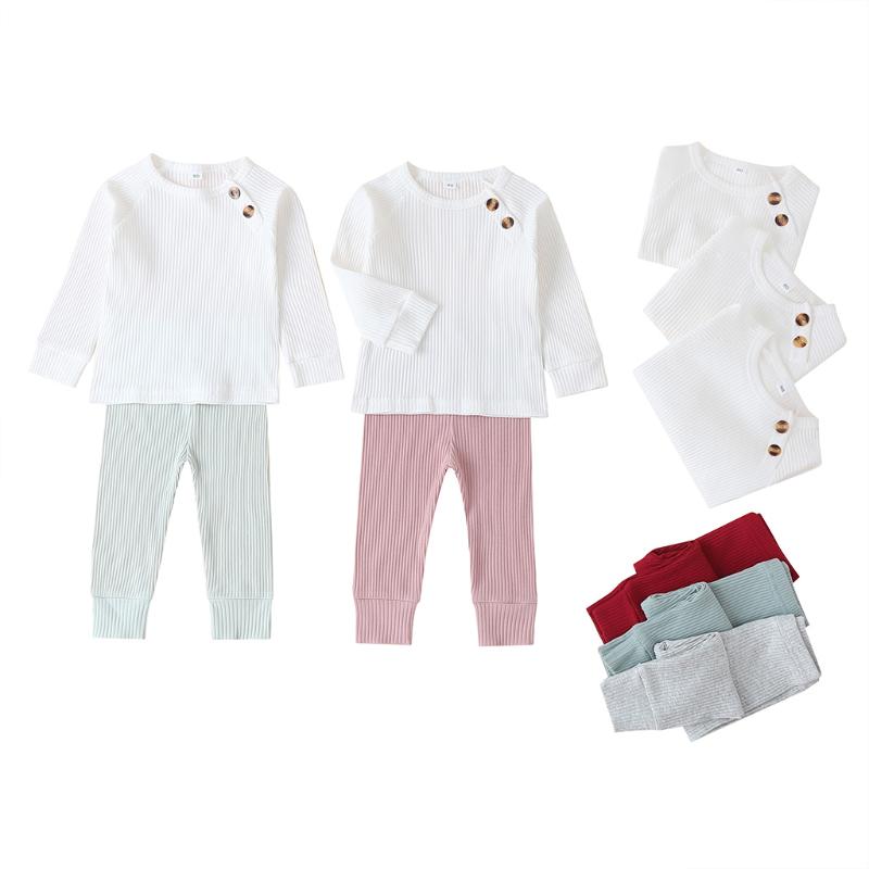 

Baby Clothes Unisex 2PCS Sets Toddler Baby Clothing Button Long Sleeve T-Shirts and Leggings Boys Girls Autumn Clothes