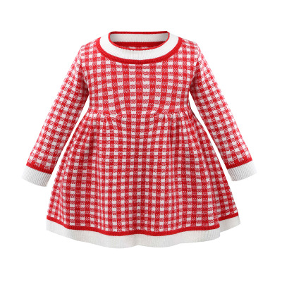 

2020 Girls Designer Dress Children Autumn Winter Dresses Kids Sweater Knitted Skirts New Sweet Princess Dress Girls Long Sleeve Plaid Cloth, Black